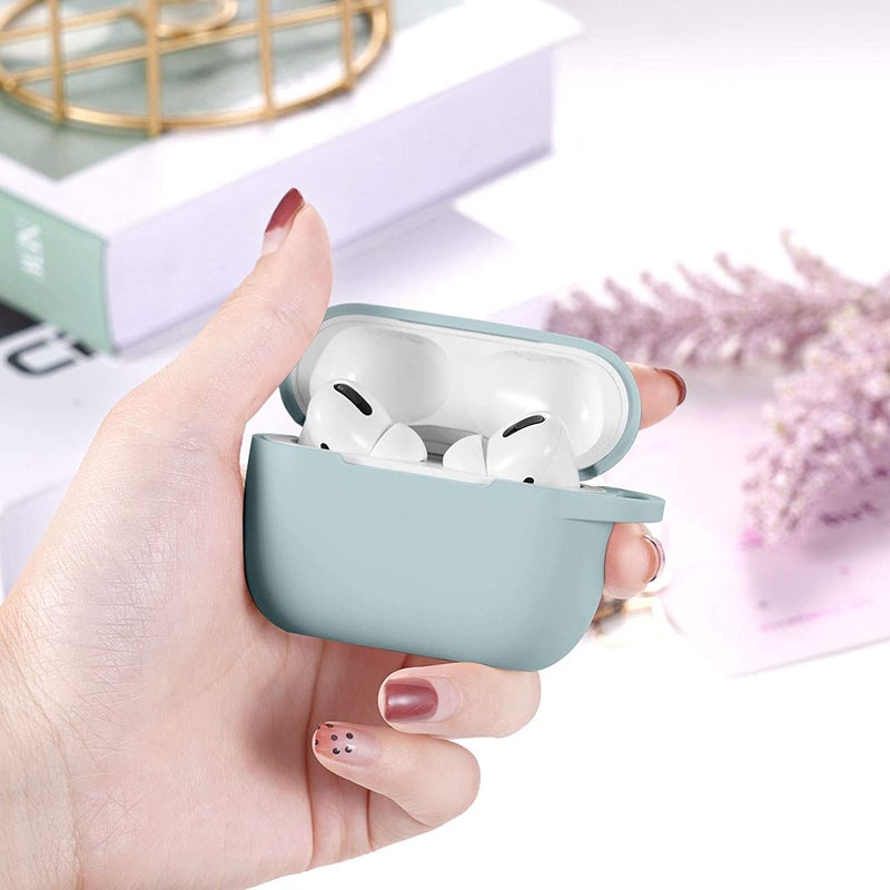 Lerobo Compatible with AirPods Pro Case Cover,Shockproof Washable Silicone Case for Airpods Pro 2 Supports Wireless Charging with Carabiner Front LED Visible,Turquoise - Image 2